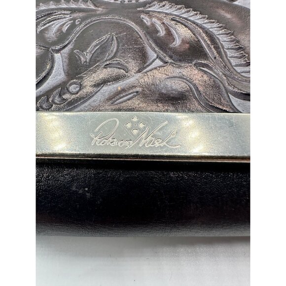 Patricia Nash Embossed Leather Wallet Metal Trim 4.5" X 3.5" Purple Tooled Purse - Picture 5 of 12